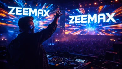 dj en festival con su visual de fondo